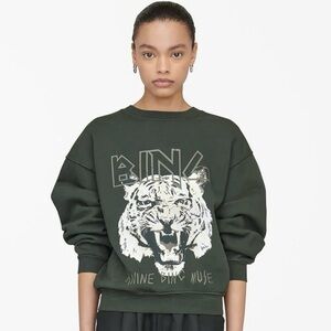 Anine Bing Tiger Sweatshirt in Forest Green